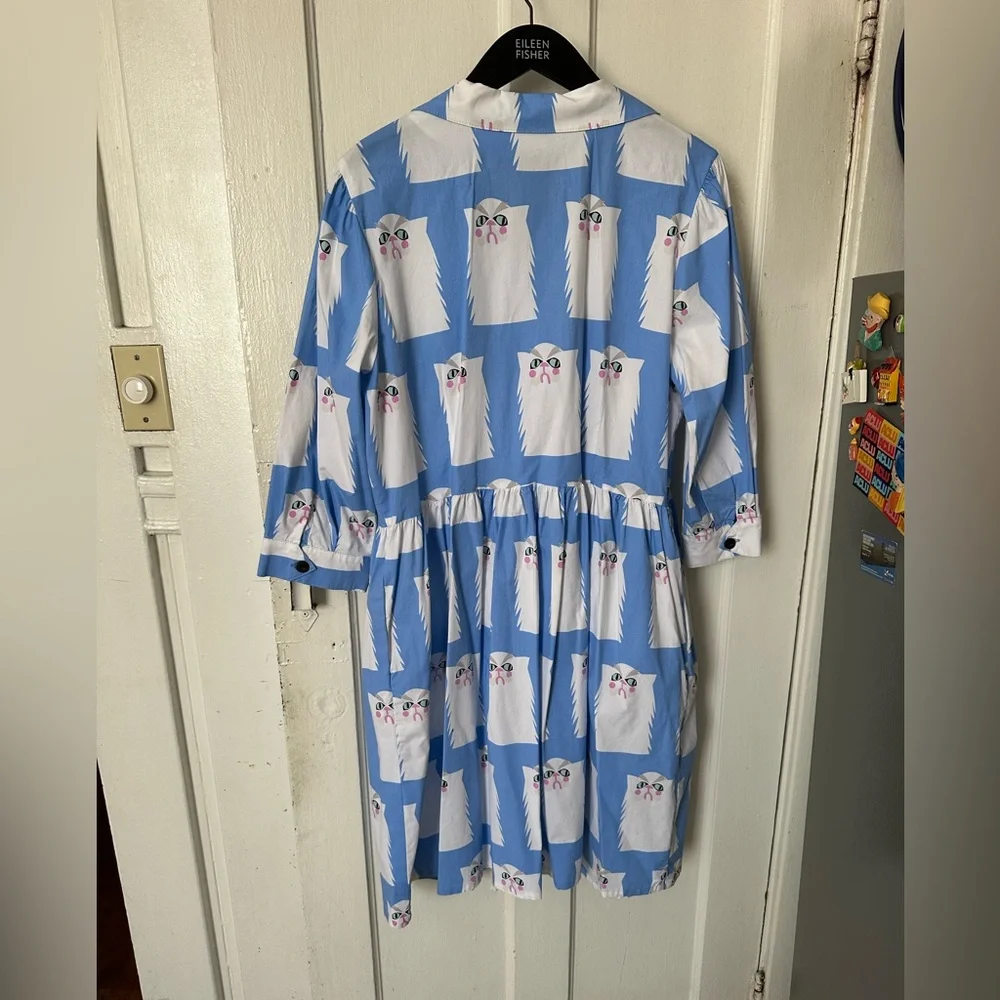 Nooworks Blue Cat Print Dress - Picture 3 of 10